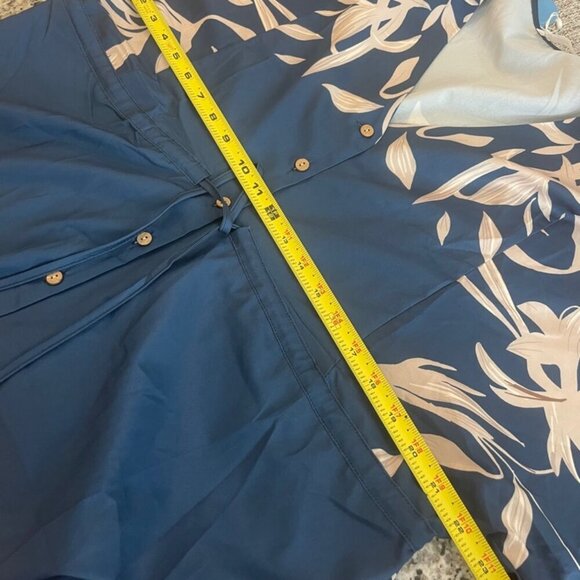 CUPSHE DRESS OVERSIZED SZ M  FLARED SLEEVES NAVY BLUE TAN BEACHY CHIC SUMMER - Picture 8 of 16